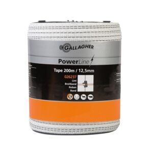 Gallagher PowerLine tape 12.5 mm (white, 200 metres)