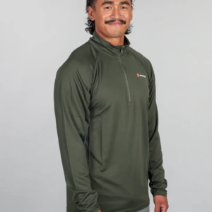 Bushbuck Apex Quarter Zip Bayleaf Green - Technical Fabric With Added Features - Image 3