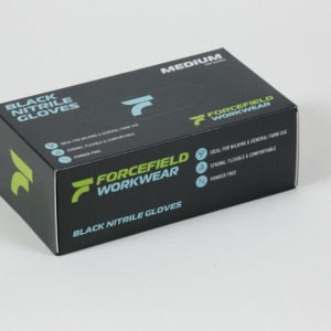 Forcefield Black Nitrile Gloves Standard Cuff - Box Of 100